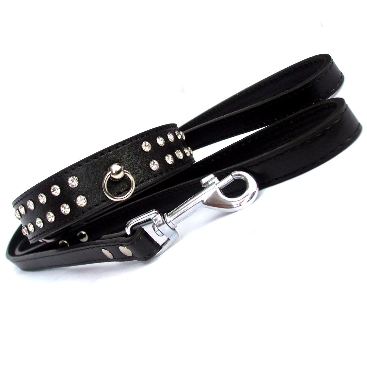 Black Diamante Collar & Lead Set