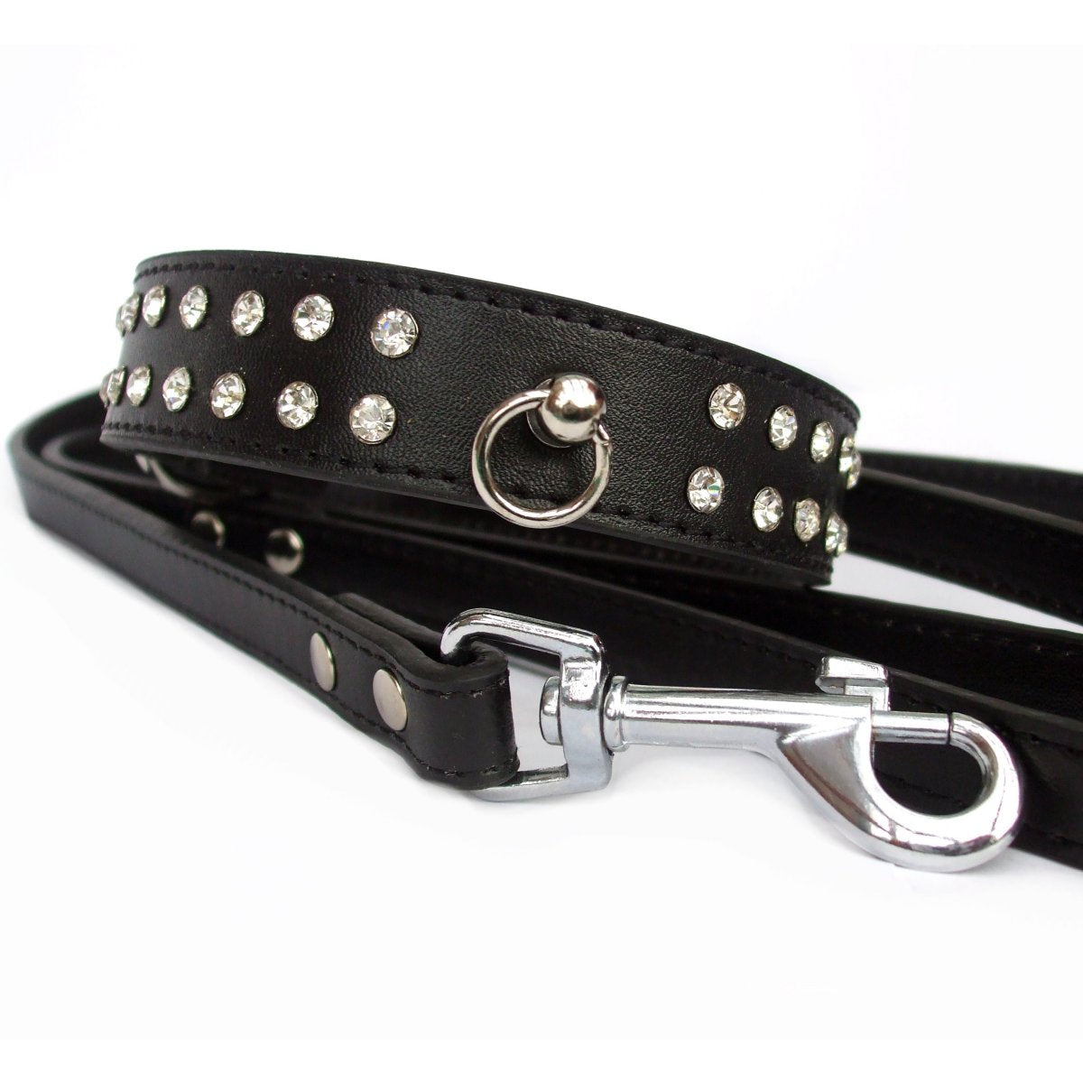 Black Diamante Collar & Lead Set