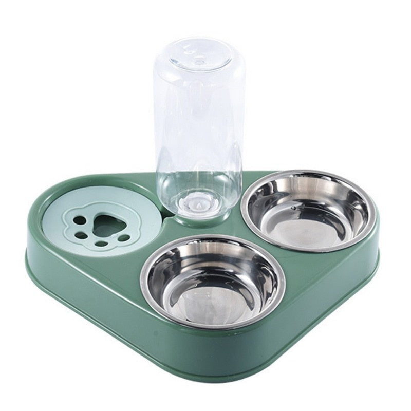 Automatic Stainless Steel Double Food Bowls