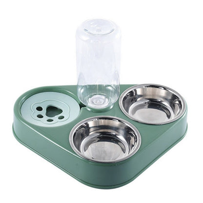 Automatic Stainless Steel Double Food Bowls