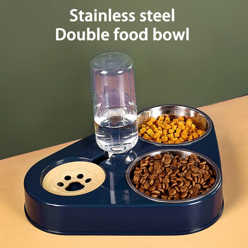 Automatic Stainless Steel Double Food Bowls