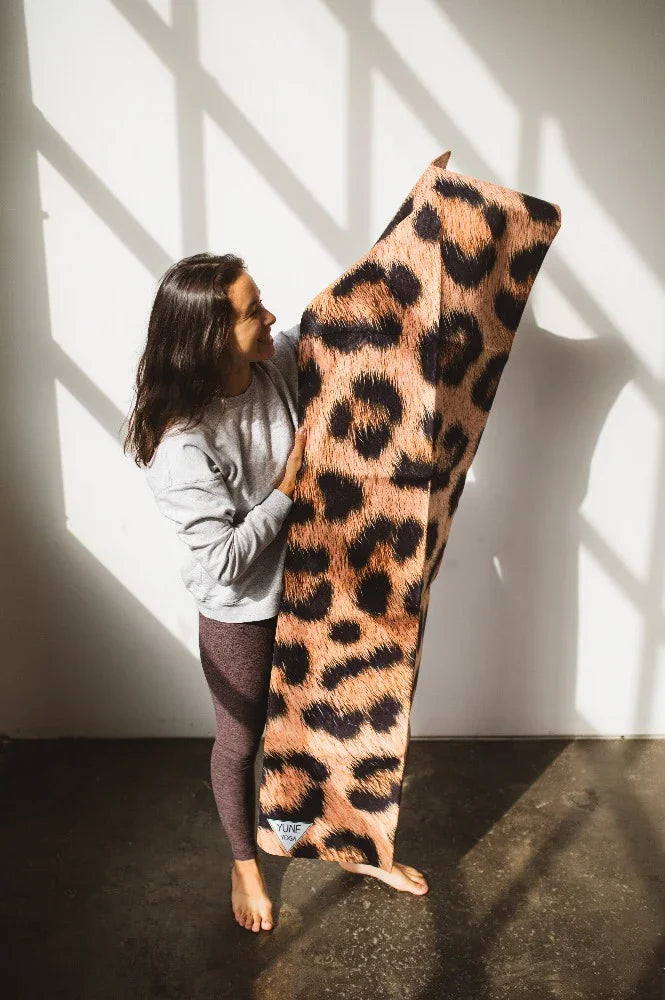 Foldable Leopard Suede Yoga Mat